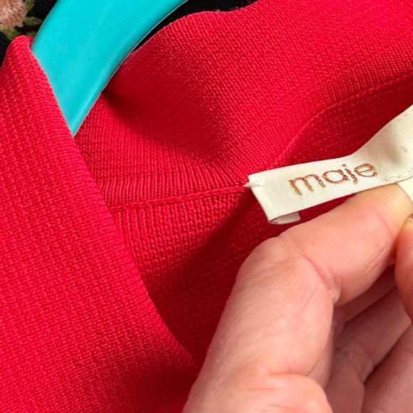 Maje Red Knit Contrast Stitching  Mini Dress, size 36/ XS - Picture 5 of 5